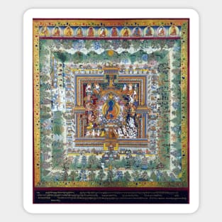 Blue Medicine Buddha Mandala Tibetan Buddhist Thangka Reproduction Sticker